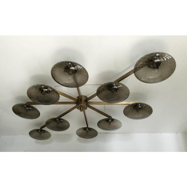 Fabio Ltd 21st Century Dieci Bronze Smoky Bubbles Murano Flush Mount by Fabio LTD For Sale - Image 4 of 11