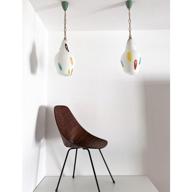 Italian Murano Glass Pendant Lights with Colorful Murrine, 1970s, Set of 2 For Sale - Image 16 of 18
