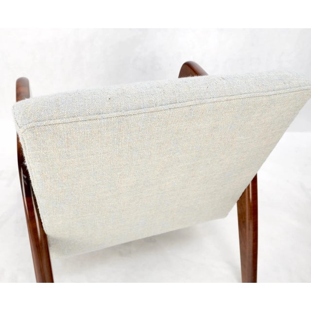 Gray New Linen Upholstery Heavy Solid Maple Frames American Lounge Chairs - A Pair For Sale - Image 8 of 12
