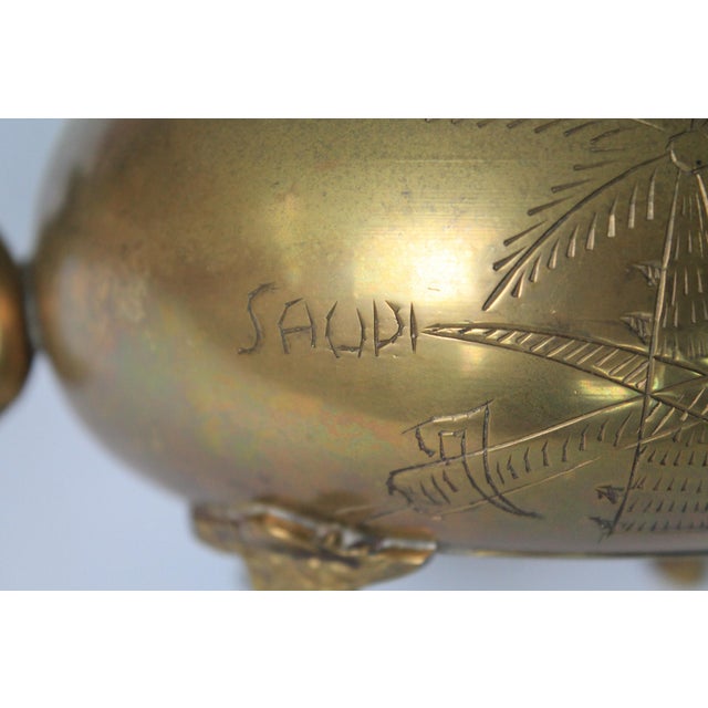 Vintage Middle Eastern Etched Brass Teapot For Sale - Image 11 of 14