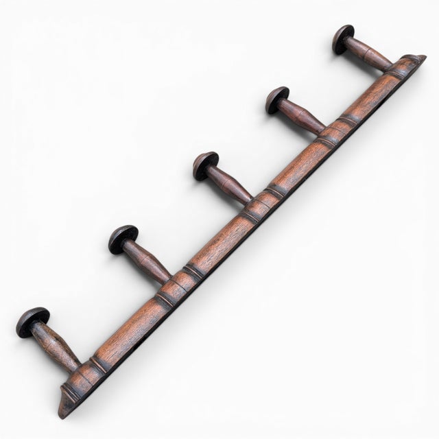 Vintage French Faux Bamboo Wooden Coat Hat Rack For Sale - Image 11 of 17