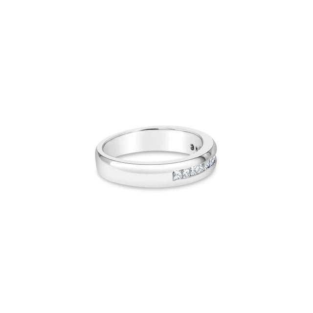 Contemporary Princess Cut Channel Set Wedding Band .84cttw 14k White Gold, Size 8 For Sale - Image 3 of 3