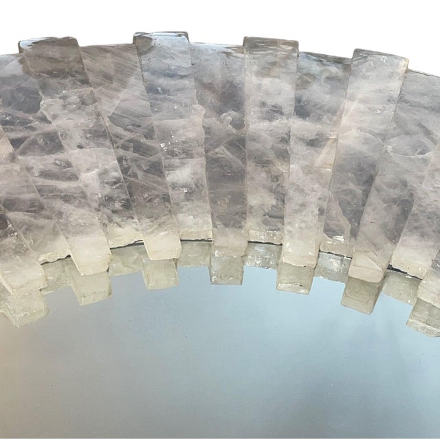 Modern 21st Century Sunburst Rock Crystal Mirror – Sculptural Modern Wall Décor 32.25” For Sale - Image 3 of 6