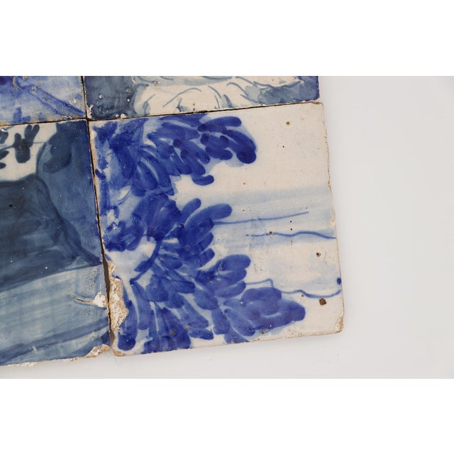 18th Century Gorgeous Set of Four Naturalistic Portuguese Tiles For Sale - Image 6 of 7