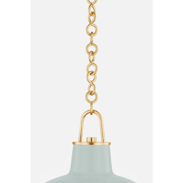 Hudson Valley Lighting Hudson Valley Lighting Pottersville 12.5 in. 1 Light Pendant in Aged Brass and Ceramic Moss Crackle Finish For Sale - Image 4 of 5