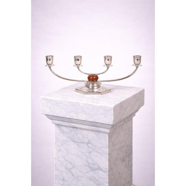 Art Deco Four-Arm Silver-Plated Candleholders by Just Andersen for Gab, 1930, Set of 2 For Sale - Image 3 of 11