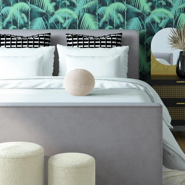 Transitional Boba Cream Velvet 9" Pillow For Sale - Image 3 of 4