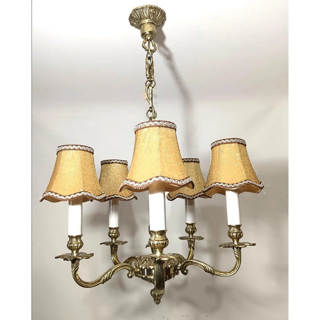 Metal Vintage Chandelier in Bronze, 1950s For Sale - Image 7 of 18
