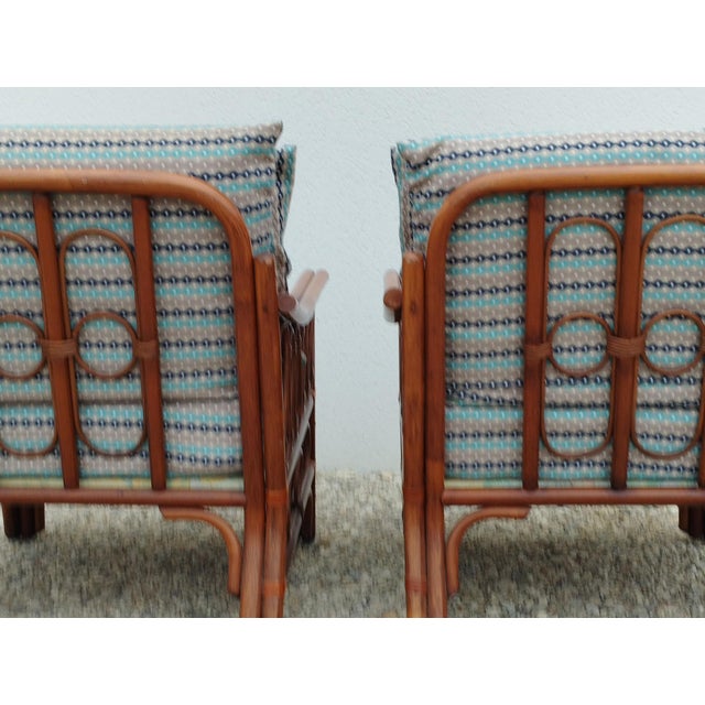 Vintage Rattan Armchairs with Quilted Seats, Set of 2 For Sale - Image 5 of 18