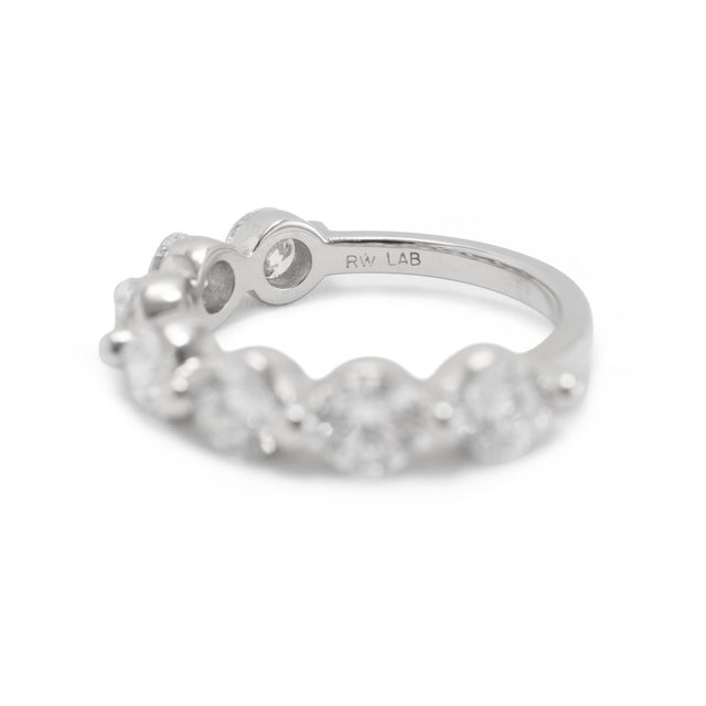 Platinum 2.63ctw Round Lab Grown Diamond Shared Prong Half Eternity Band Ring, Size 8 For Sale - Image 4 of 10