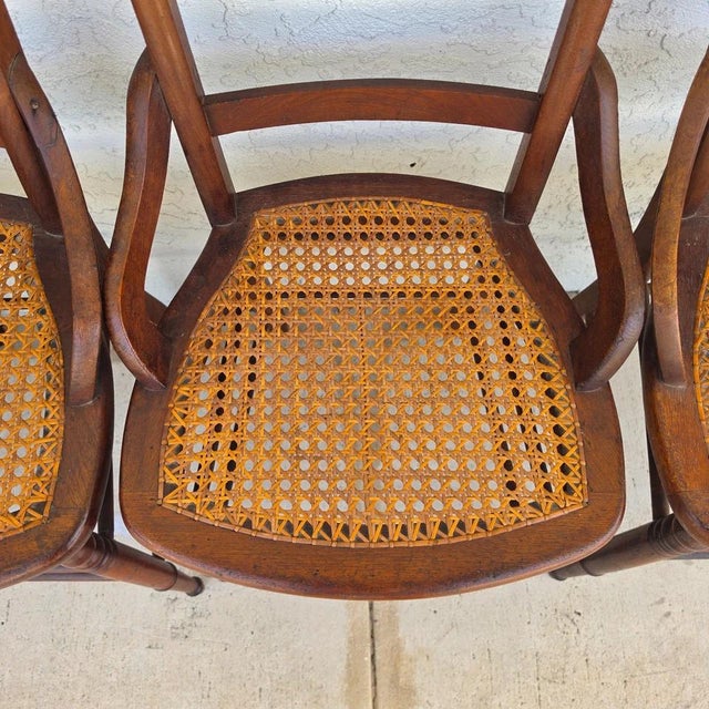 Antique Walnut Victorian Spindle Back Cane Seat Dining Chairs Set of 6 For Sale - Image 9 of 18