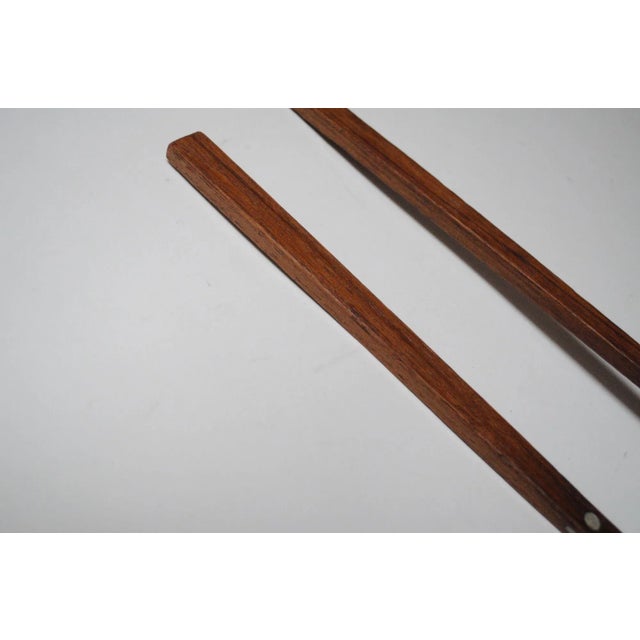Vintage Japanese Modern Stainless Steel and Rosewood Salad Tongs For Sale - Image 11 of 12
