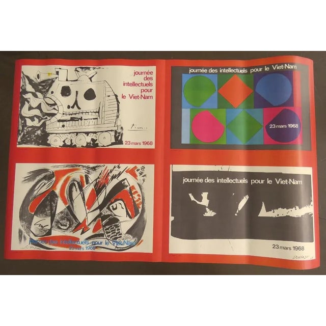 Day of Intellectuals for Vietnam Poster after Soulages, Picasso, Vasarely & Masson, 1968 For Sale - Image 12 of 17