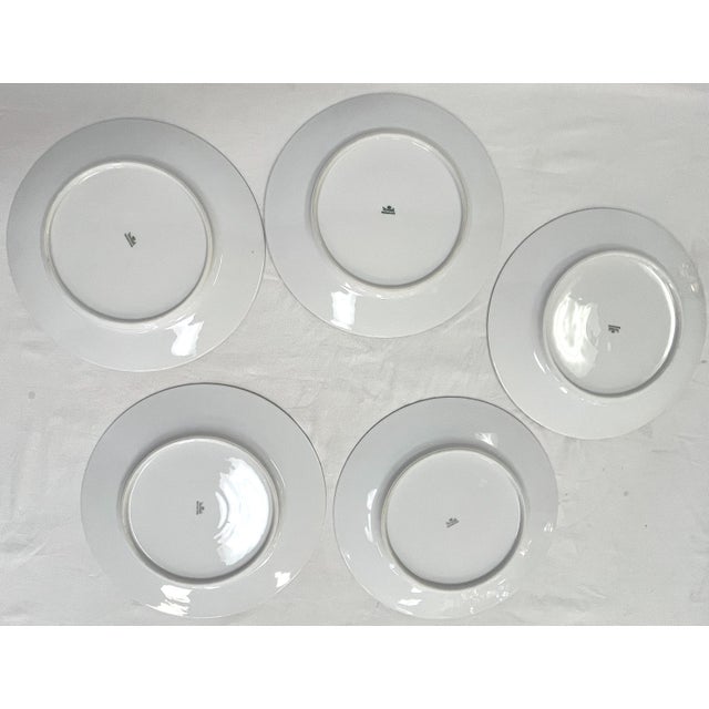 Vintage Victoria Czechoslovakia Floral Design Porcelain Dinner Plates- Set of 5 For Sale - Image 11 of 12