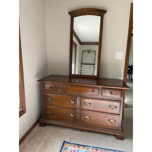 1970s Vintage Ethan Allen Classic Manor Dresser With Mirror Chairish