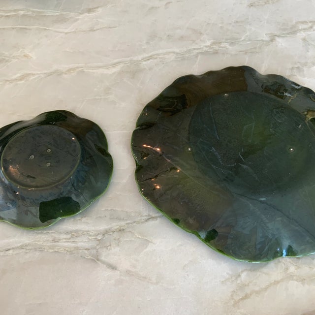 Dark Green Metlock Potteries “Lotus” by Poppytrail California Green Tableware, 1970’s - 20 Pieces For Sale - Image 8 of 9