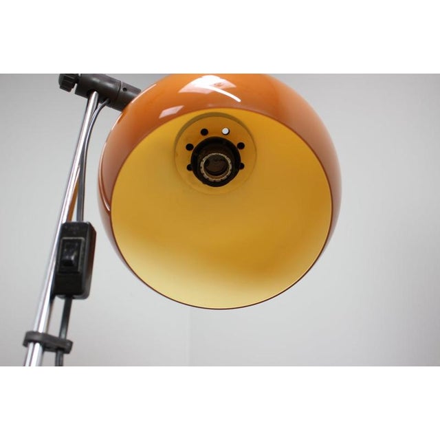 Hungarian Space Age Adjustable Double Floor Lamp in Orange and Brown Chrom, 1970s For Sale - Image 9 of 13