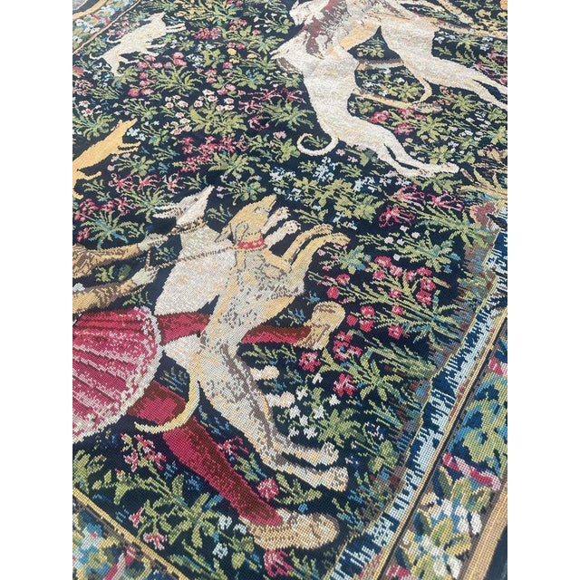 French Aubusson Style Needlepoint Tapestry with Medieval Design, 1970s For Sale - Image 16 of 18