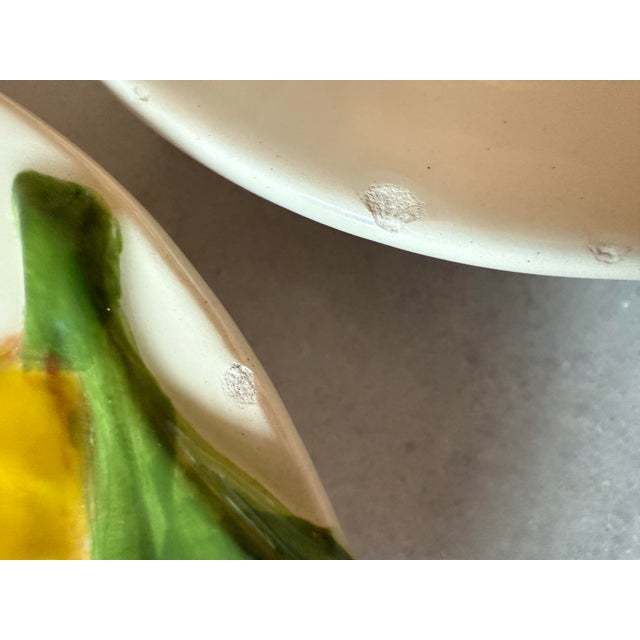 Pair of Vintage Majolica Small Oval Plates With Lemon Relief For Sale In Austin - Image 6 of 6