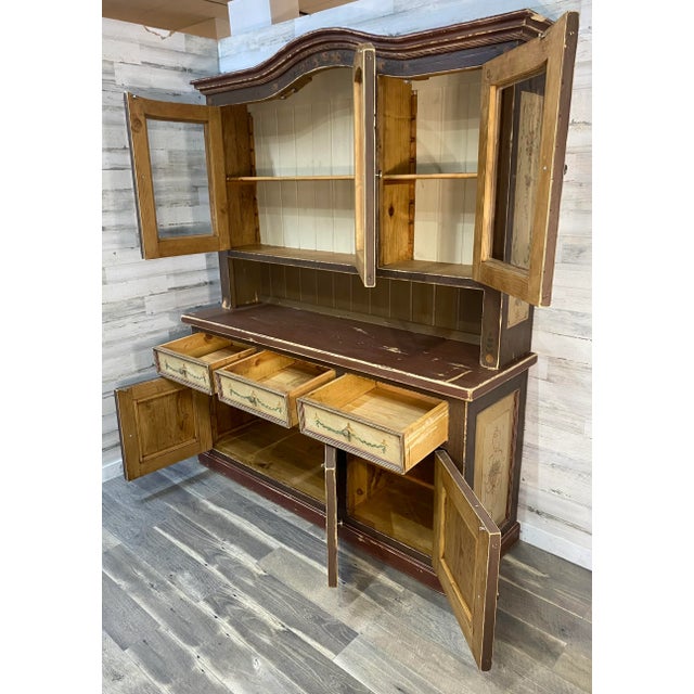 Large Antique European Country Hutch Imported For Sale In Portland, OR - Image 6 of 8