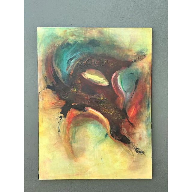 Vintage Abstract Expressionist Oil Painting on Canvas For Sale In West Palm - Image 6 of 12