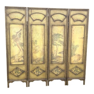 Vintage Chinoiserie Room Divider Screen For Sale
