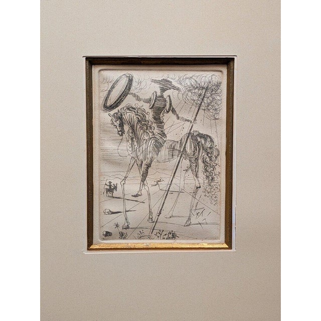 Salvador Dali, Don Quixote and Sancho Panza, Original Engraving, 1966, Framed For Sale - Image 4 of 5