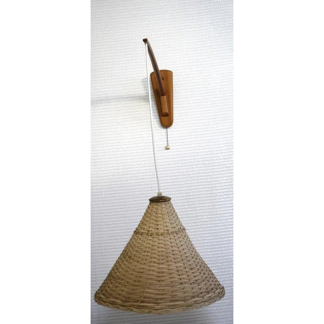 Wicker Swivel Wall Lamp, 1970s For Sale - Image 6 of 6