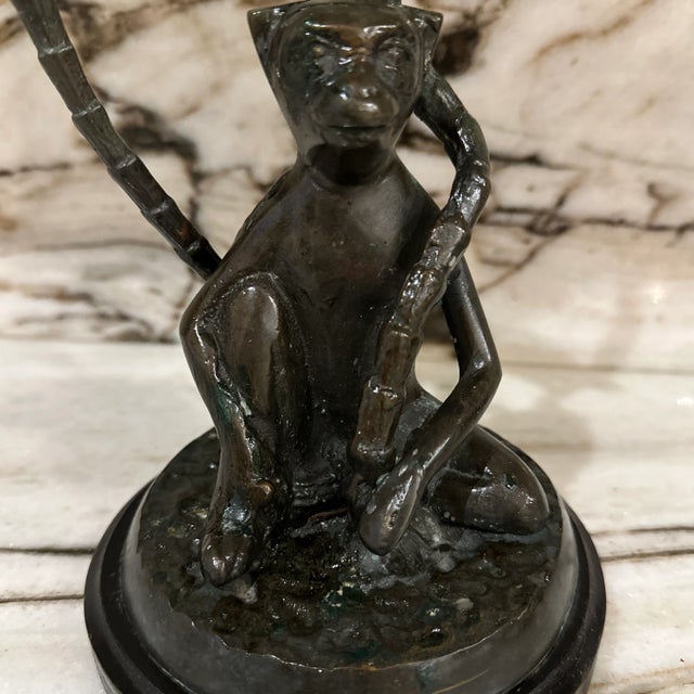 Brass Monkey Candleholder For Sale - Image 4 of 8