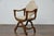Brown Italian 19th Century Walnut Curule Upholstered Armchair with Carved X-Form Base For Sale - Image 8 of 12