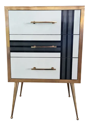 Three Drawer Glass Chest of Drawers, 1980s