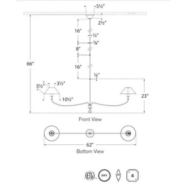 Transitional Amber Lewis for Visual Comfort Signature Griffin Grande Linear Chandelier in Bronze and Chocolate Leather with Linen Shades For Sale - Image 3 of 3
