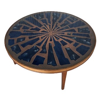 Enamel & Copper Coffee Table, 1960s For Sale