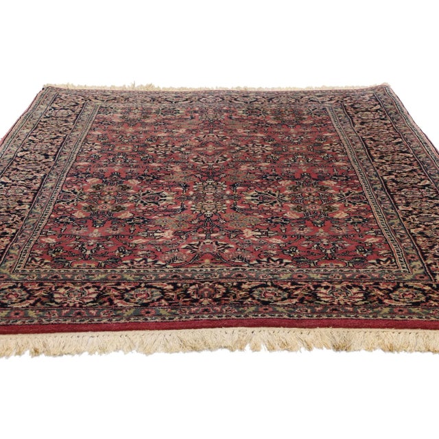 Victorian Vintage Red Persian Bijar Rug - 04'01 X 06'00 For Sale - Image 3 of 9
