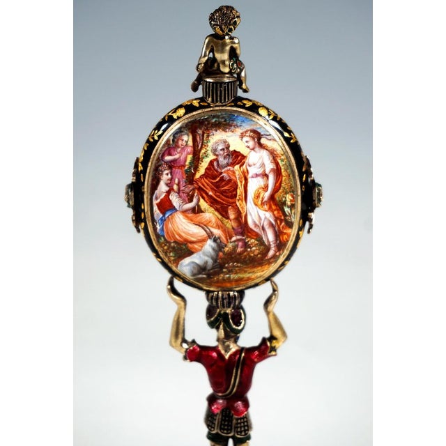 Viennese Silver Enamel Table Clock, 1880 For Sale - Image 5 of 11