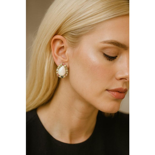 Late 20th Century Bochic “Capri” Vintage Opal & Multi Tourmaline Earrings Set In 18K Gold & Silver For Sale - Image 5 of 8