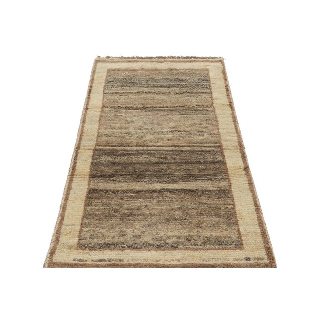 1950s Vintage Gabbeh Persian Runner Rug in Beige and Brown Tones - Rug & Kilim For Sale - Image 5 of 8