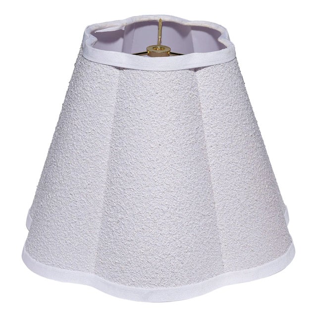 Jamie Young Scalloped Lamp Shade in White Linen, Small For Sale
