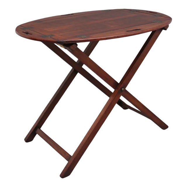 19th Century Mahogany Folding Butlers Tray on Stand, Set of 2 For Sale