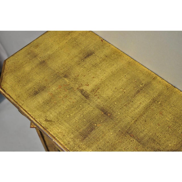 Vintage Italian Venetian Hollywood Regency Gold Gilt Small Wall Console Table For Sale - Image 13 of 18