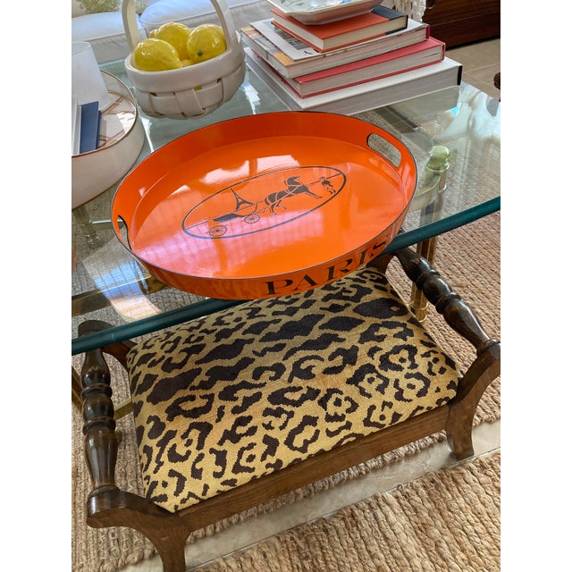 French Orange Lacquered Hermes Inspired Bar Tray For Sale - Image 3 of 18