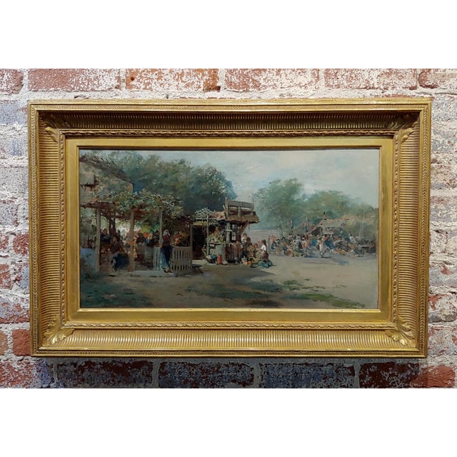 Ransome Gillet Holdredge -Market Scene at the Old Village-19th Century Oil Painting For Sale - Image 13 of 13
