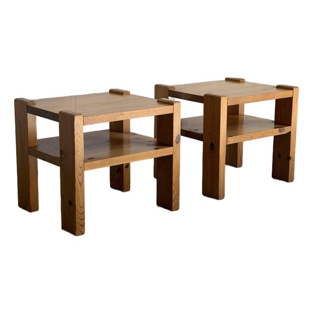 Pair of Vintage Danish Pine Side Tables Scandinavian Modern Nightstands For Sale