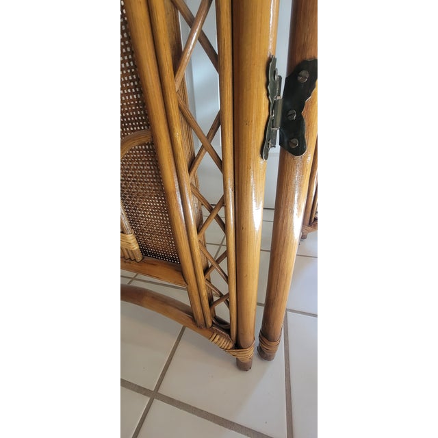 1990's Italian Four-Panel Room Divider in Natural Rattan and Woven Caning For Sale - Image 15 of 16
