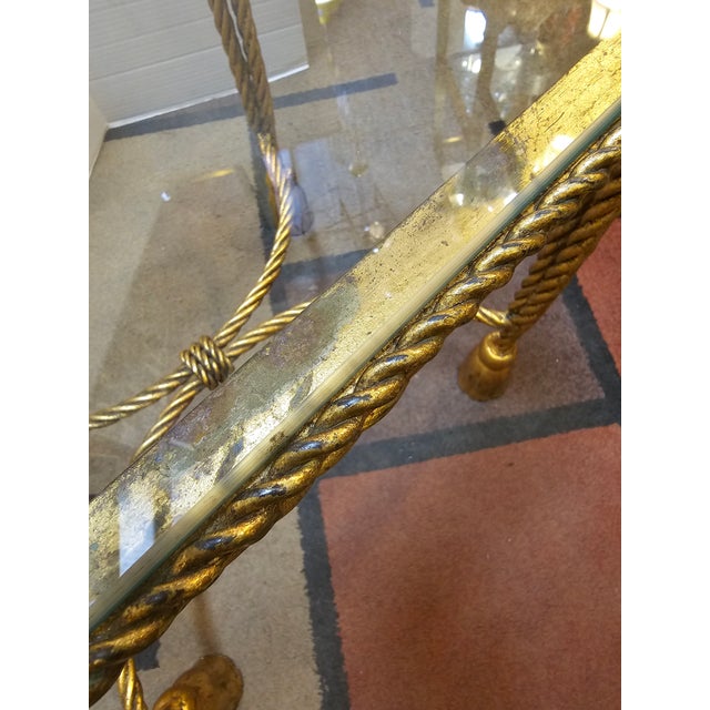 Hollywood Regency Italian Gold Gilt Metal Rope and Tassel Side Table ...