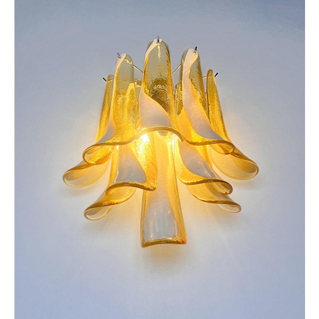 Vintage Italian Murano Wall Lights with Caramel Lattimo Glass Petals in the Manner of Mazzega, 1990, Set of 2 For Sale - Image 10 of 18