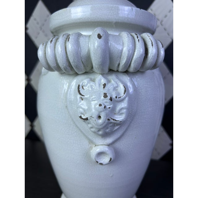 Ceramic 1970s Italian Torcivia E Todaro for Fortunata Crackle Glaze Lidded Urn For Sale - Image 7 of 18