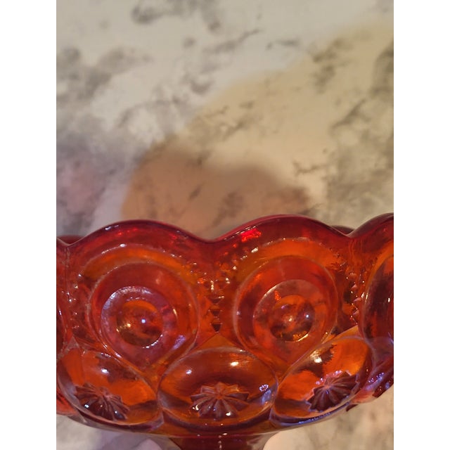 20th Century Le Smith Moon & Stars Amberina Compote Lidded Compote For Sale - Image 13 of 17