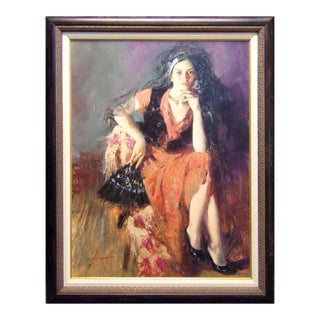 Pino "Dreaming Madrid" Hand Signed & Embellished Giclee on Canvas with Custom Frame For Sale