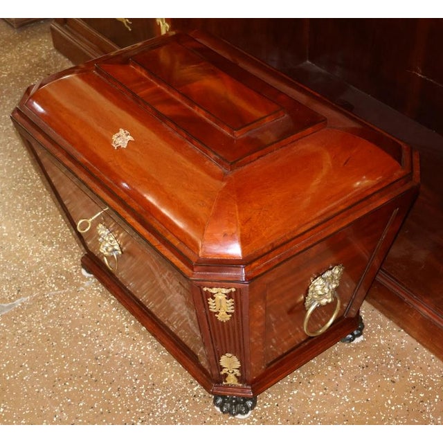 19th Century Mahogany French Empire Cabinet Bookcase With Cellarette and Clock For Sale - Image 16 of 16